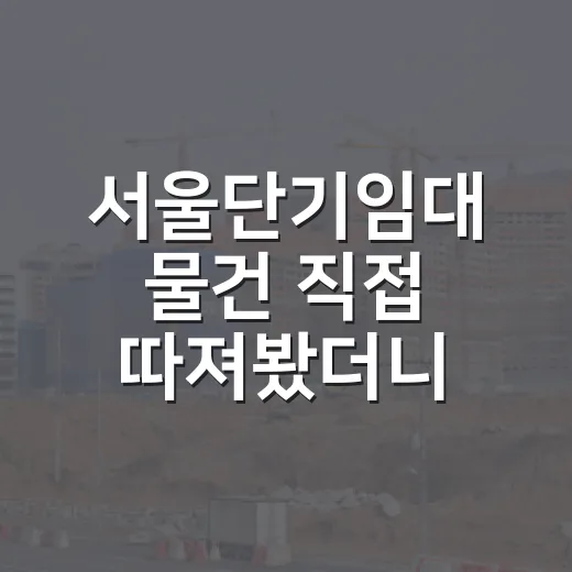 서울단기임대 물건 직접 따져봤더니, 월세보다 좋아 보이는 숫자 뒤에 빠진 것들 - 요약