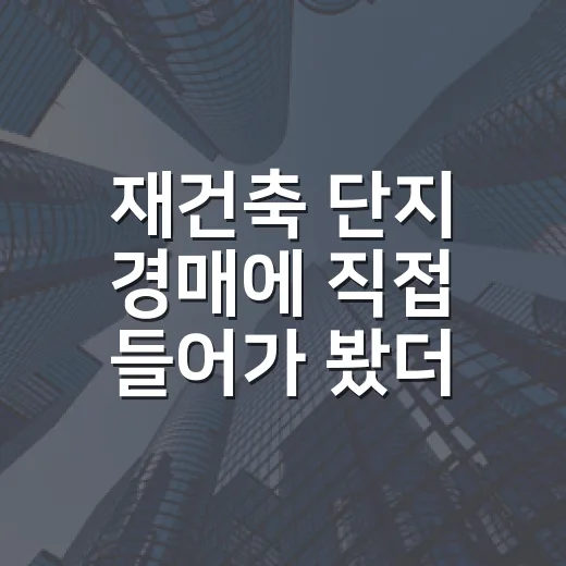 재건축 단지 경매에 직접 들어가 봤더니, 시세보다 더 무서운 게 있었습니다 - 요약