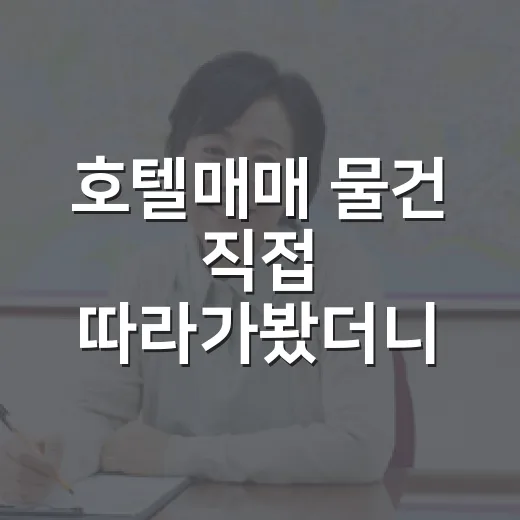 호텔매매 물건 직접 따라가봤더니, 싸 보이는 가격 뒤에 숨어 있던 것들 - 요약