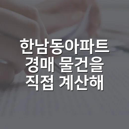 한남동아파트 경매 물건을 직접 계산해봤더니, 싼 가격보다 무서운 게 따로 있었습니다 - 요약