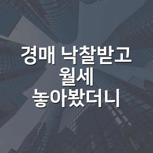 경매 낙찰받고 월세 놓아봤더니 임대소득세가 먼저 보이더라 - 요약