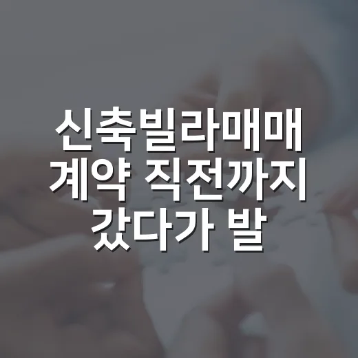 신축빌라매매 계약 직전까지 갔다가 발 뺀 진짜 이유 - 요약