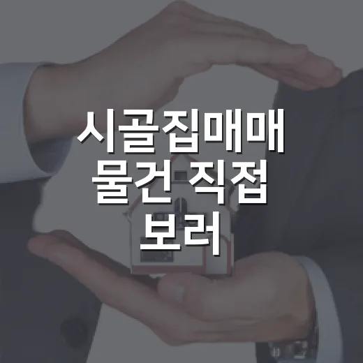 시골집매매 물건 직접 보러 다녀봤더니, 사진보다 먼저 봐야 할 게 따로 있었습니다 - 요약
