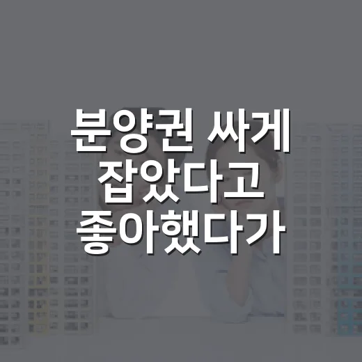 분양권 싸게 잡았다고 좋아했다가 잔금 앞에서 식은땀 난 이야기 - 요약