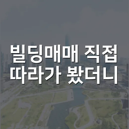 빌딩매매 직접 따라가 봤더니, 숫자보다 먼저 봐야 할 것들이 보였습니다 - 요약