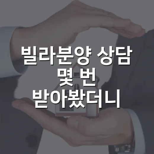 빌라분양 상담 몇 번 받아봤더니, 초보가 놓치기 쉬운 돈의 흐름 - 요약