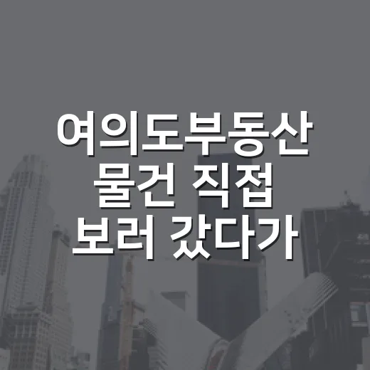여의도부동산 물건 직접 보러 갔다가 초보가 놓치는 숫자를 다시 본 이야기 - 요약