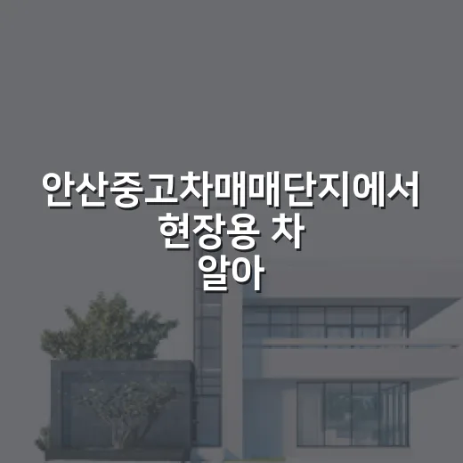 안산중고차매매단지에서 현장용 차 알아보다가 배운 진짜 이야기 - 요약