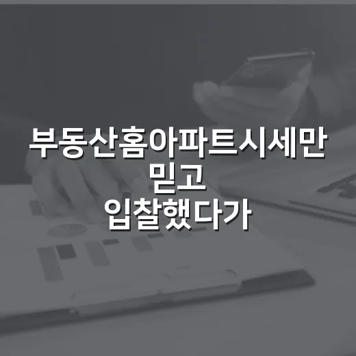 부동산홈아파트시세만 믿고 입찰했다가 식은땀 난 이야기 - 요약