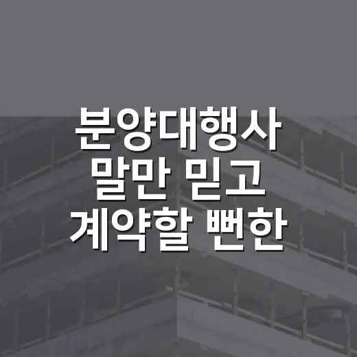 분양대행사 말만 믿고 계약할 뻔한 날 - 요약