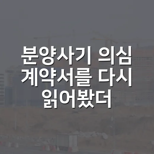 분양사기 의심 계약서를 다시 읽어봤더니 - 요약