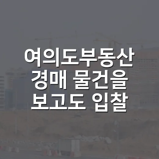 여의도부동산 경매 물건을 보고도 입찰을 접은 이유 - 요약