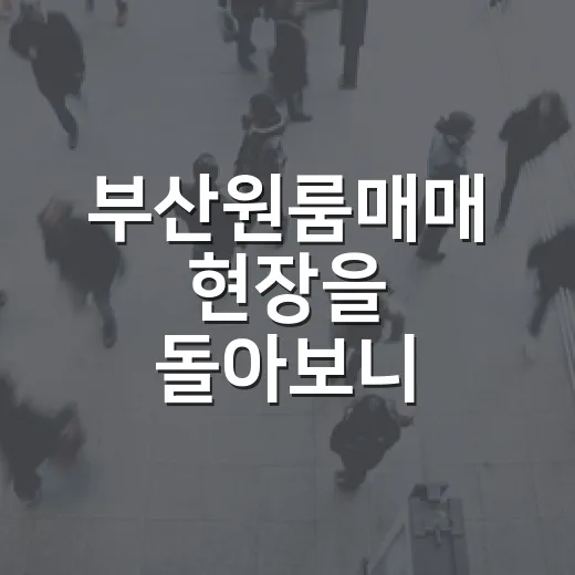 부산원룸매매 현장을 돌아보니 월세보다 먼저 보인 것 - 요약