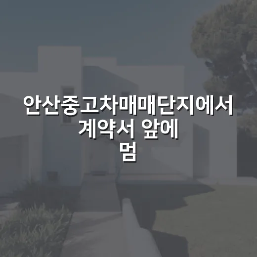 안산중고차매매단지에서 계약서 앞에 멈춘 이유 - 요약
