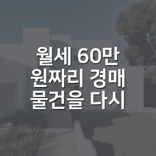 월세 60만 원짜리 경매 물건을 다시 계산해봤더니 - 요약