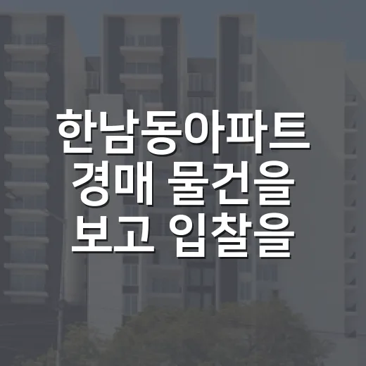 한남동아파트 경매 물건을 보고 입찰을 접은 이유 - 요약