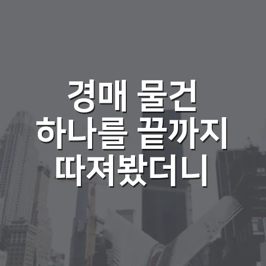 경매 물건 하나를 끝까지 따져봤더니 - 요약