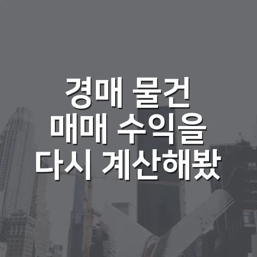 경매 물건 매매 수익을 다시 계산해봤더니 - 요약