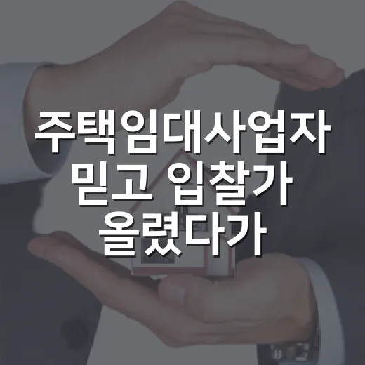 주택임대사업자 믿고 입찰가 올렸다가 멈춘 이유 - 요약