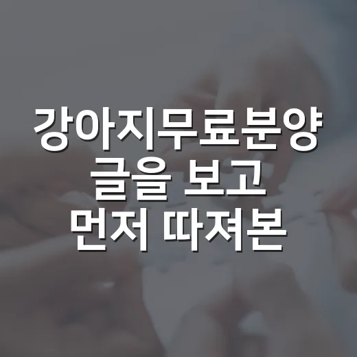강아지무료분양 글을 보고 먼저 따져본 것들 - 요약