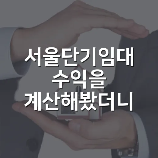 서울단기임대 수익을 계산해봤더니 공실이 무서웠다 - 요약