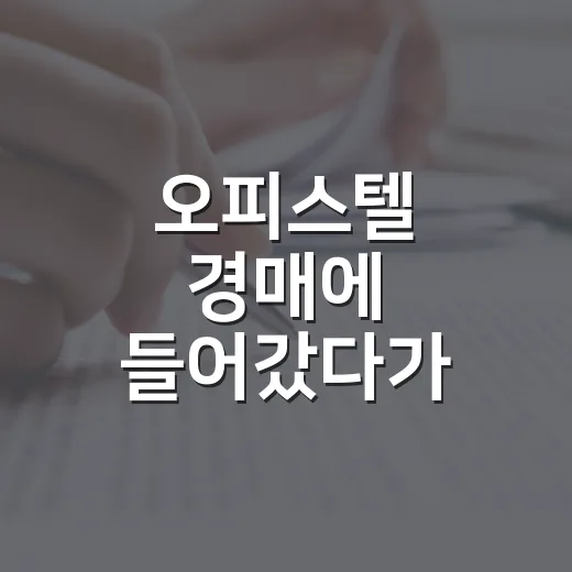 오피스텔 경매에 들어갔다가 입찰가를 낮춘 이유 - 요약