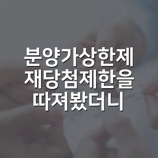 분양가상한제 재당첨제한을 따져봤더니 청약 계획이 달라졌다 - 요약