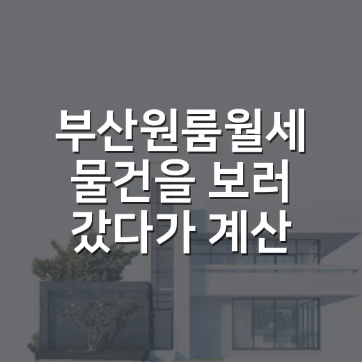 부산원룸월세 물건을 보러 갔다가 계산을 다시 한 이유 - 요약
