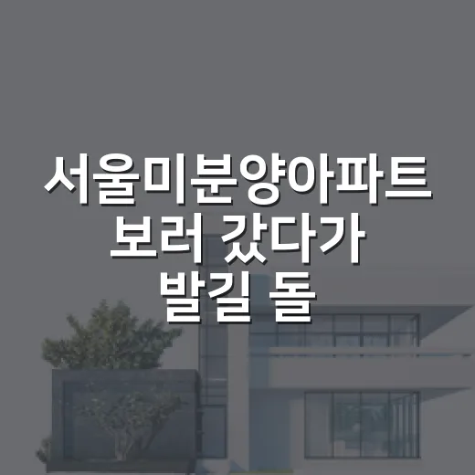서울미분양아파트 보러 갔다가 발길 돌린 이유 - 요약