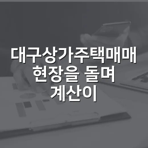 대구상가주택매매 현장을 돌며 계산이 달라졌다 - 요약