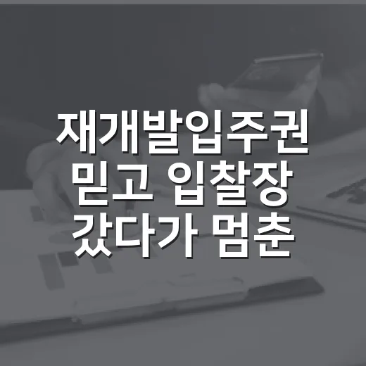 재개발입주권 믿고 입찰장 갔다가 멈춘 이유 - 요약