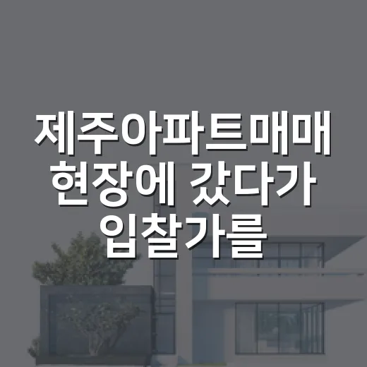 제주아파트매매 현장에 갔다가 입찰가를 낮춘 이유 - 요약