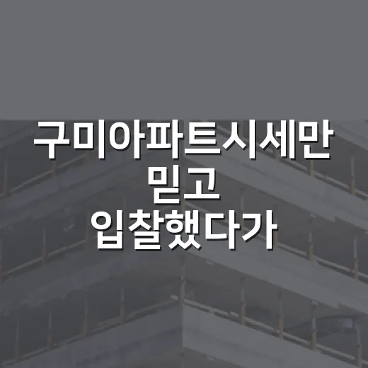 구미아파트시세만 믿고 입찰했다가 멈춘 이유 - 요약