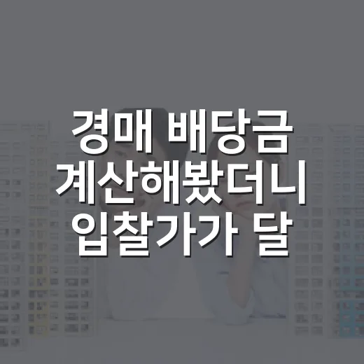 경매 배당금 계산해봤더니 입찰가가 달라졌다 - 요약