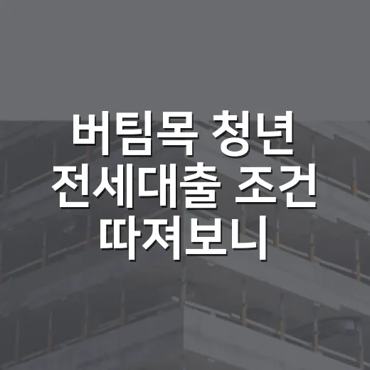 버팀목 청년 전세대출 조건 따져보니 집보다 돈이 먼저였다 - 요약