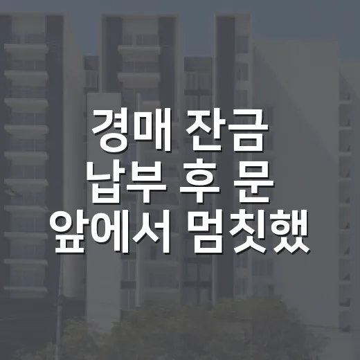 경매 잔금 납부 후 문 앞에서 멈칫했던 이유 - 요약