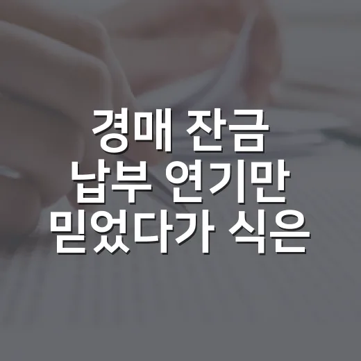 경매 잔금 납부 연기만 믿었다가 식은땀이 났다 - 요약