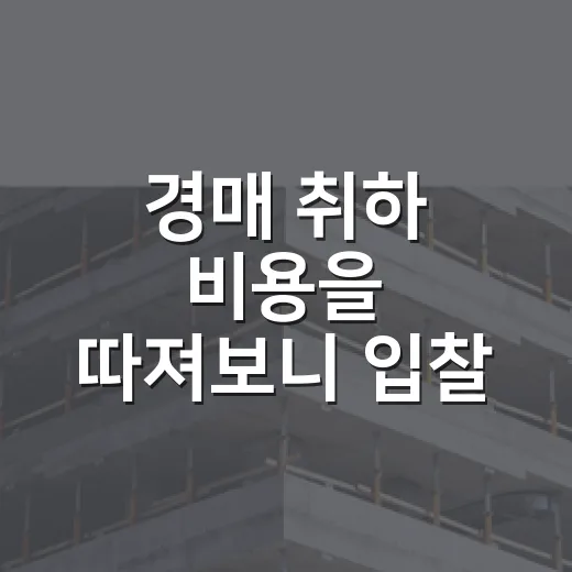 경매 취하 비용을 따져보니 입찰 전날도 안심 못 했다 - 요약