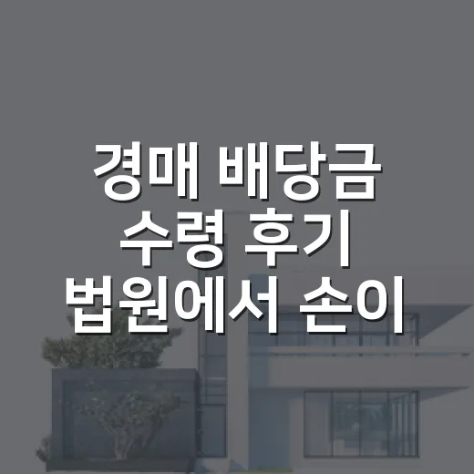 경매 배당금 수령 후기 법원에서 손이 멈췄다 - 요약
