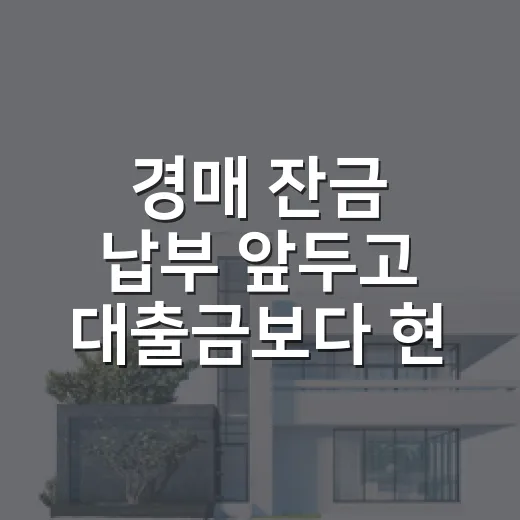 경매 잔금 납부 앞두고 대출금보다 현금을 먼저 셌다 - 요약