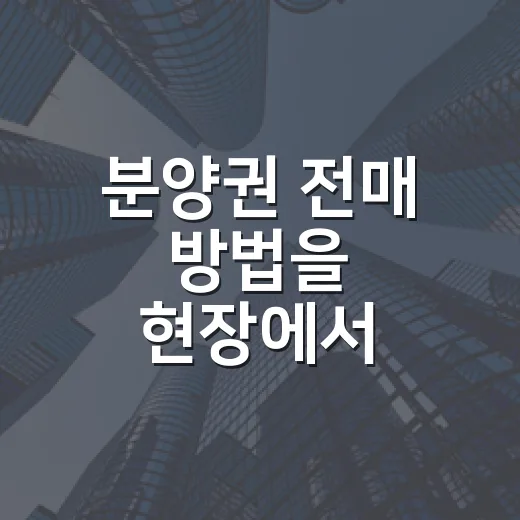 분양권 전매 방법을 현장에서 따져봤더니 - 요약