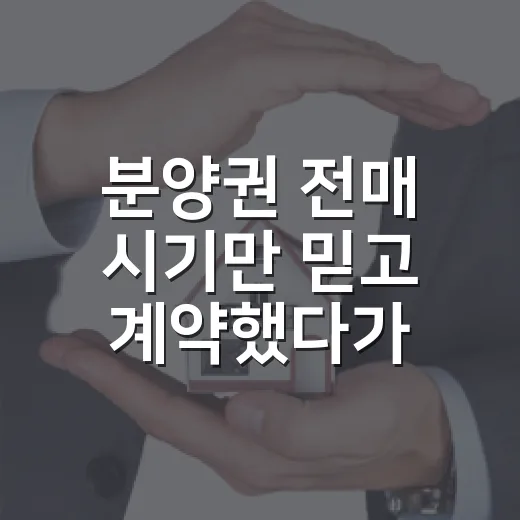 분양권 전매 시기만 믿고 계약했다가 멈칫한 이유 - 요약