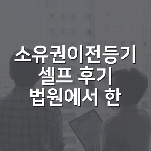 소유권이전등기 셀프 후기 법원에서 한 번 되돌아왔다 - 요약