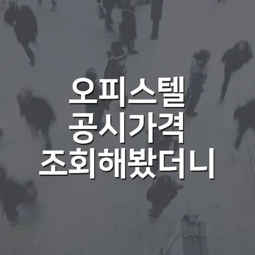 오피스텔 공시가격 조회해봤더니 숫자부터 달랐다 - 요약