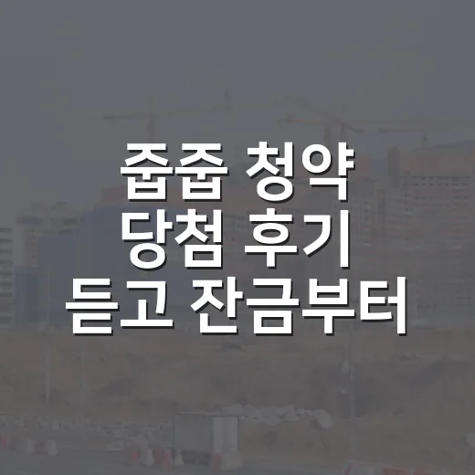 줍줍 청약 당첨 후기 듣고 잔금부터 물었다 - 요약