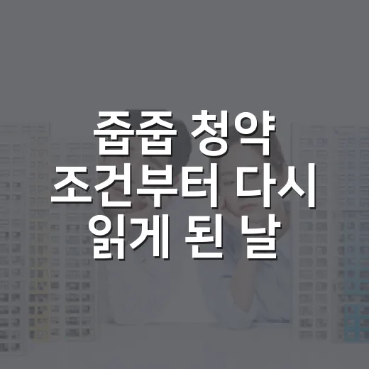 줍줍 청약 조건부터 다시 읽게 된 날 - 요약