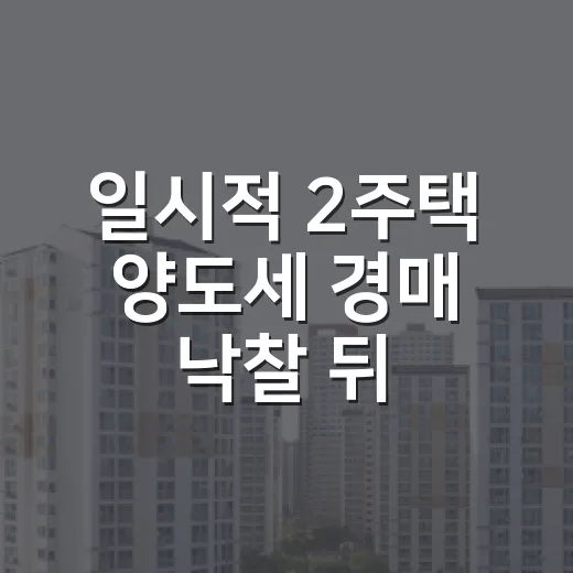 일시적 2주택 양도세 경매 낙찰 뒤 날짜를 다시 센 이유 - 요약