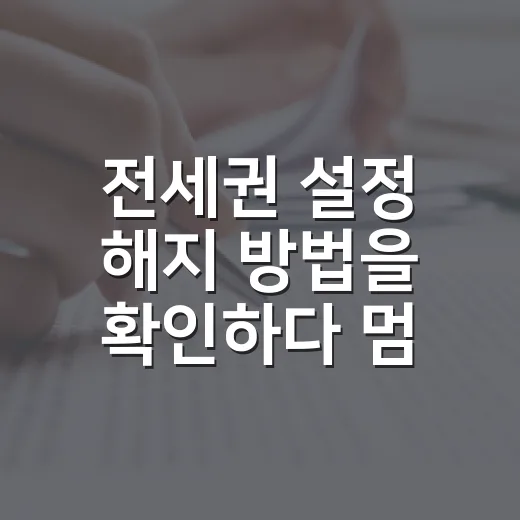 전세권 설정 해지 방법을 확인하다 멈칫한 이유 - 요약