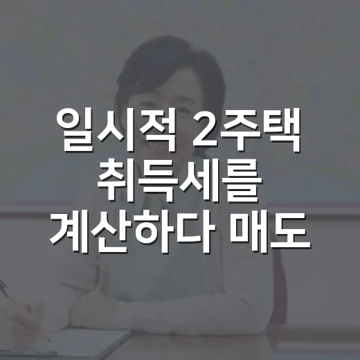 일시적 2주택 취득세를 계산하다 매도 날짜에 멈칫했다 - 요약
