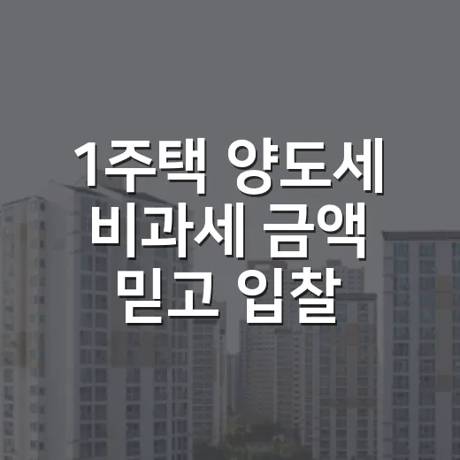 1주택 양도세 비과세 금액 믿고 입찰했다가 멈칫했다 - 요약